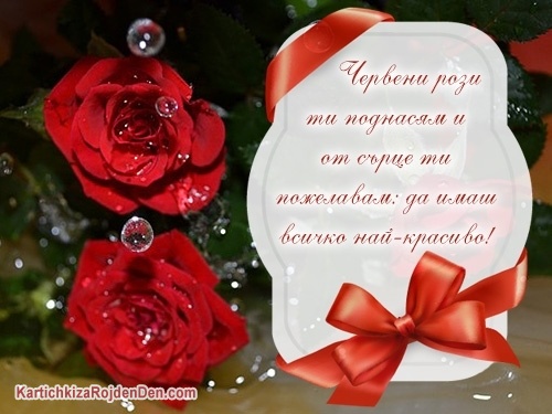 Червени рози ти поднасям и от сърце ти пожелавам